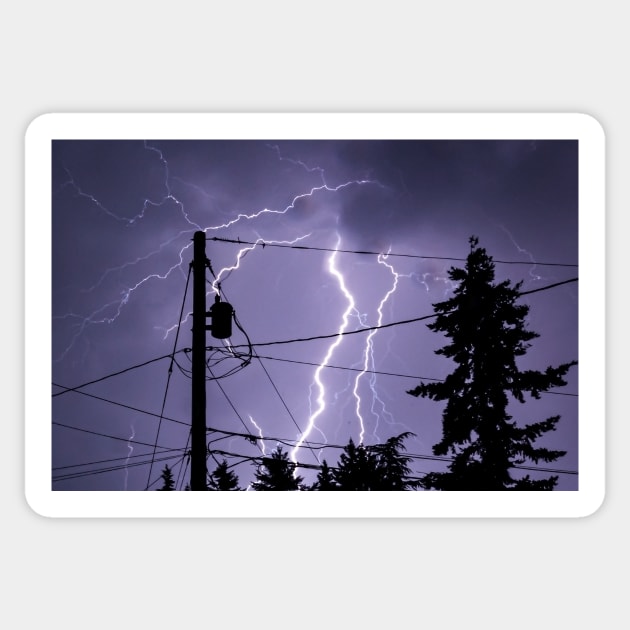 Lightning Storm Electric Power Grid Sticker by LucentJourneys